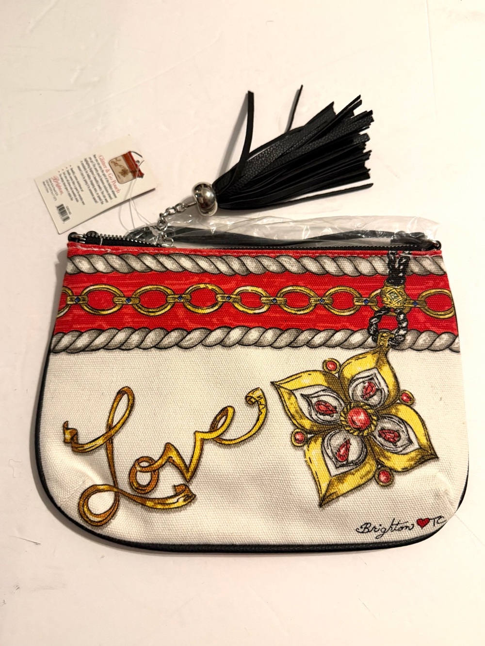 Brighton Canvas Crossbody / Cosmetic Bag with Tassel